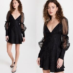 NWT For Love & Lemons Gabrielle Puff Sleeve Mini Dress size Medium